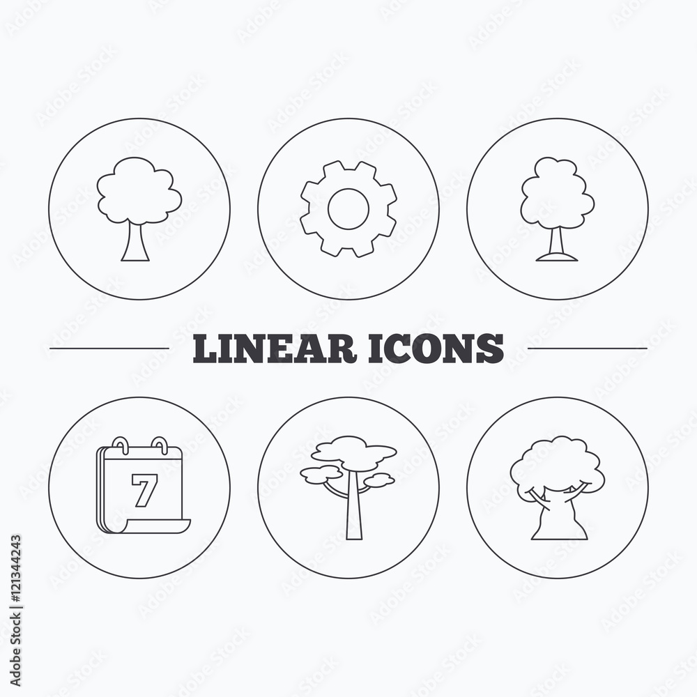 Pine tree, oak-tree icons. Pine tree, oak-tree icons.