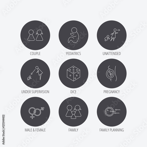 Pregnancy, pediatrics and family planning icons.