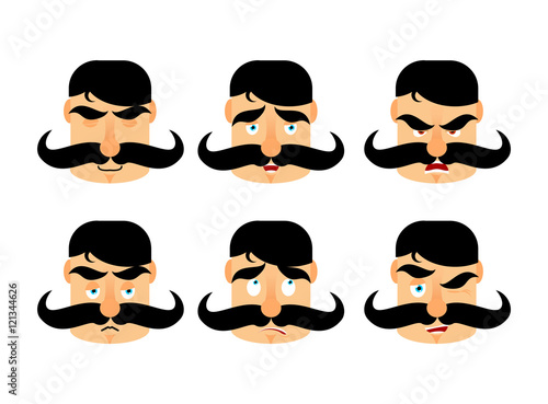 Man with mustache emotions. Vintage barbel expression. Angry and
