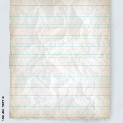 Vector crumpled lined paper for your text