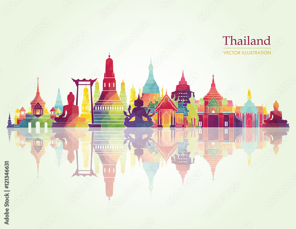 Fototapeta premium Thailand detailed skyline. Vector illustration