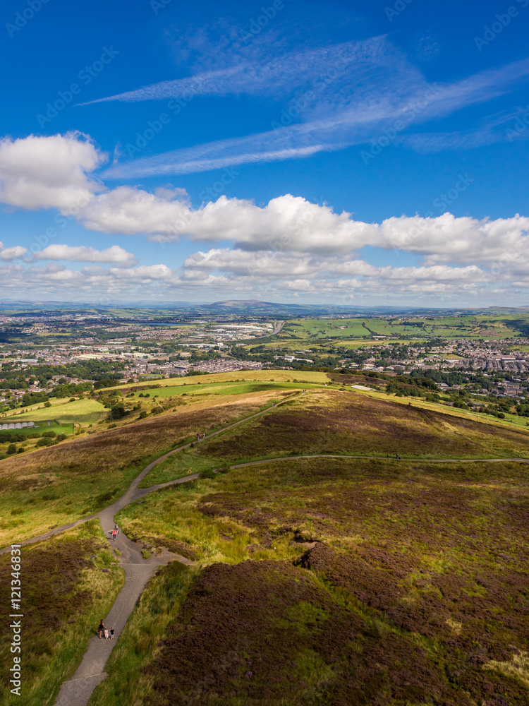 View from Darwen Moor of the Lancashire landscape and countryside, Darwen, Lancashire, UK