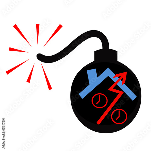 Red percent sign on the background of firecrackers. The concept of sudden market changes