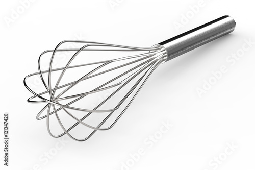 wire whisk on white background photo