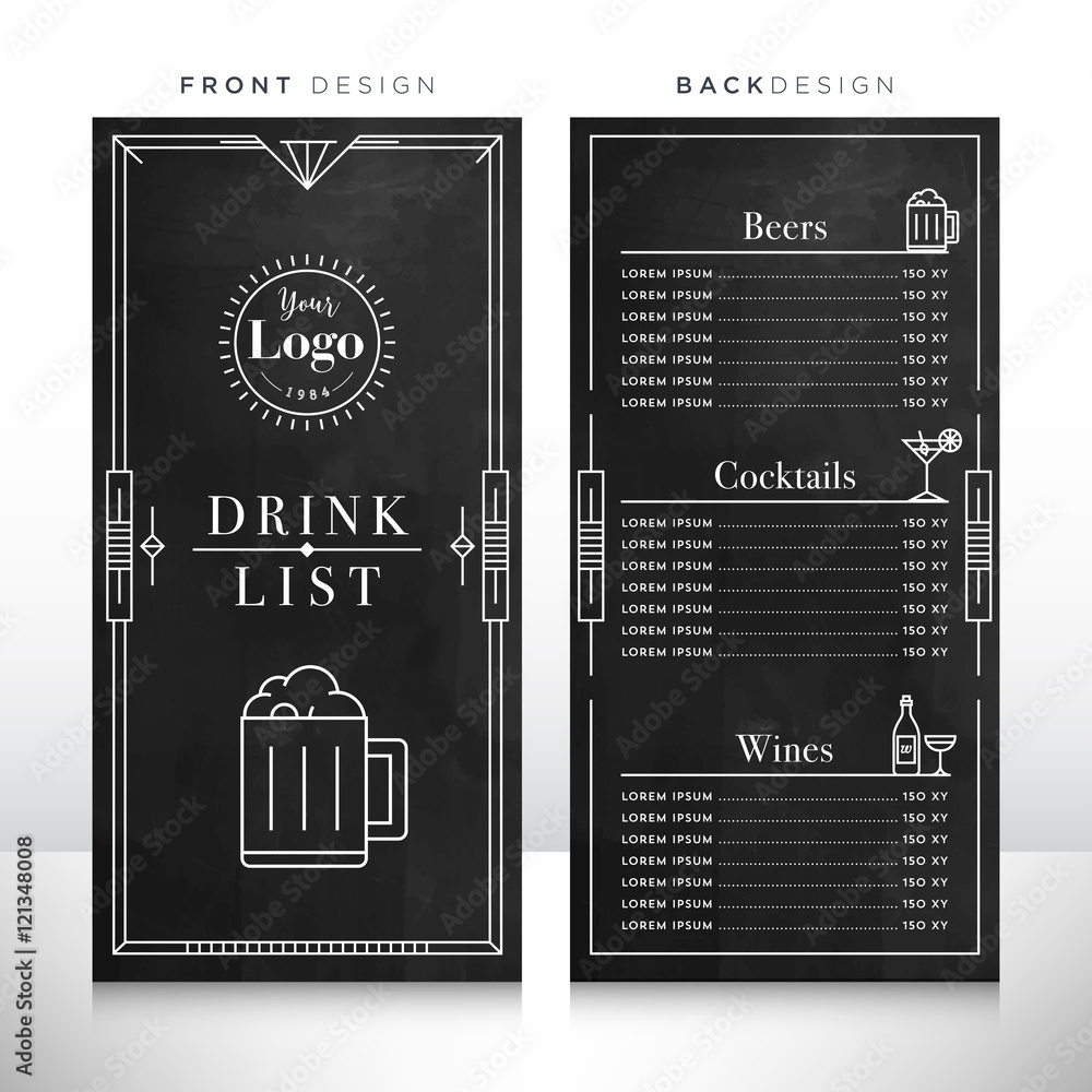 Drink List Menu Design Template Stock Vector Adobe Stock