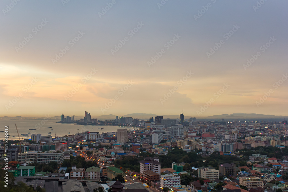 Pattaya sunset city view