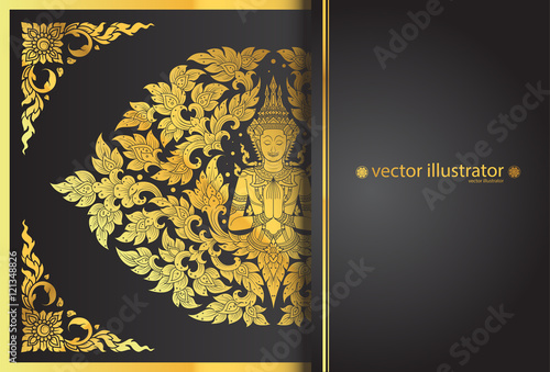 layout buddha and flower line thai tradition