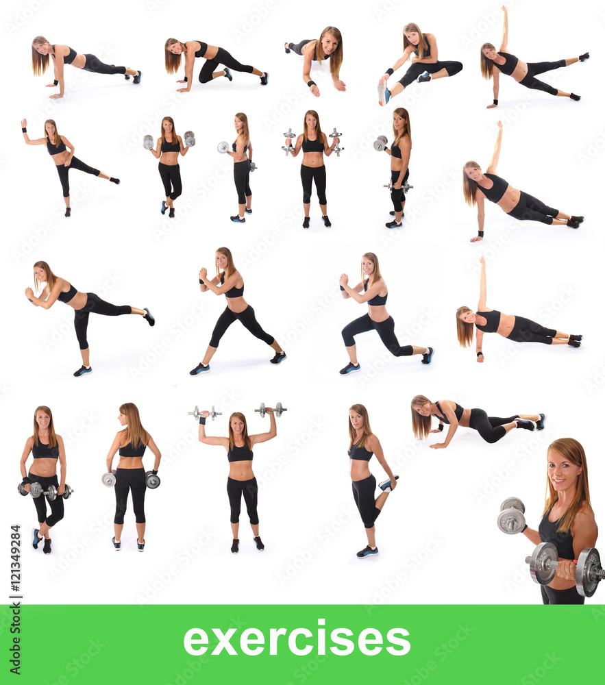 set of exercises - fitness and plank