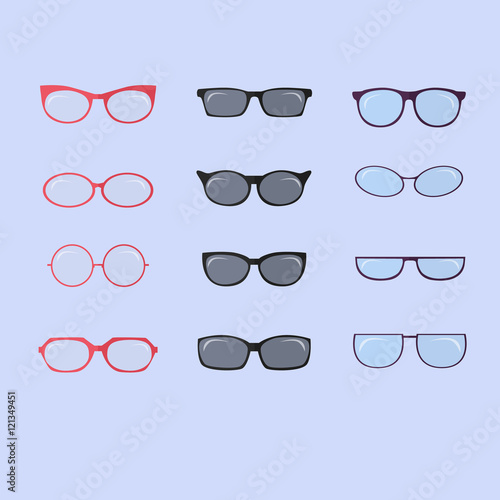 Set of custom glasses isolated. Vector