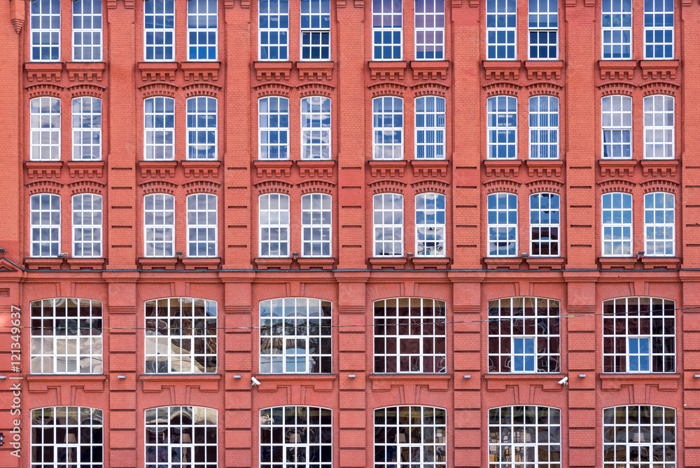 Fototapeta premium Red brick facade, Moscow, Russia