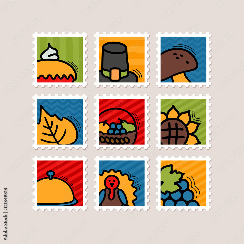Thanksgiving Day stamp set. Harvest