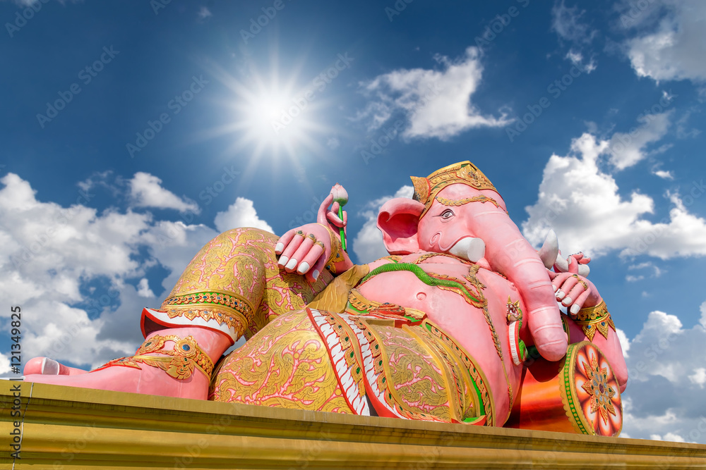 Ganesh statue the largest in the world with the sunlight and blue sky