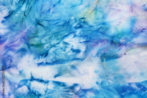 abstract blue and violet painted silk batik