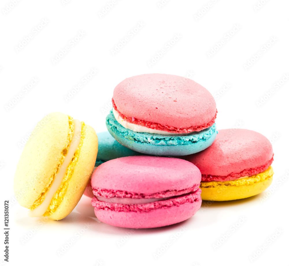 basket macaroon cake isolated on white background basket macaroon cake isolated on white background
