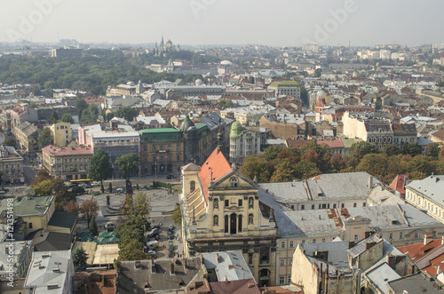 View from the Town Hall of the church of the Jesuits, Lviv, Ukraine 