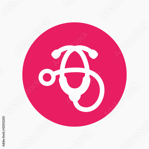 stethoscope icon, therapist sign, vector illustration