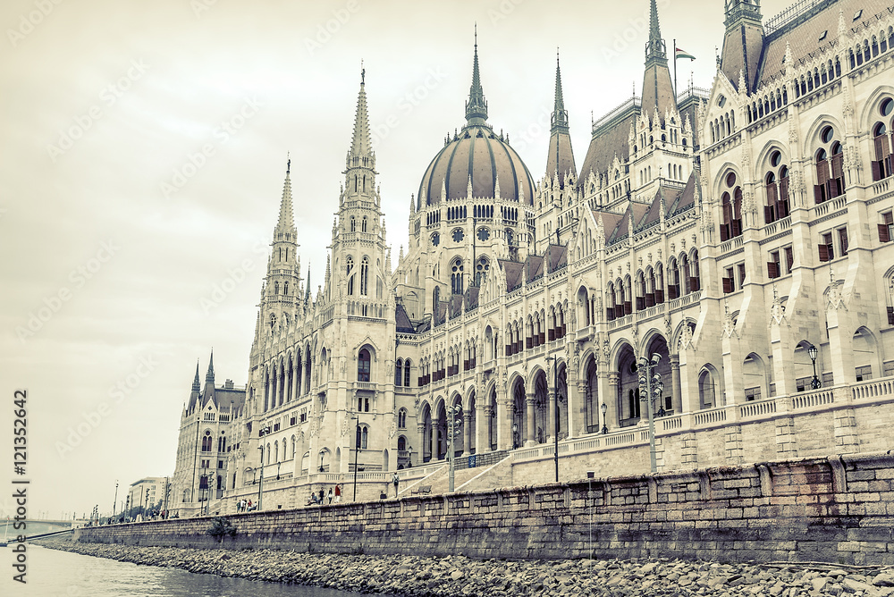 Side view of the hungarian parliament.