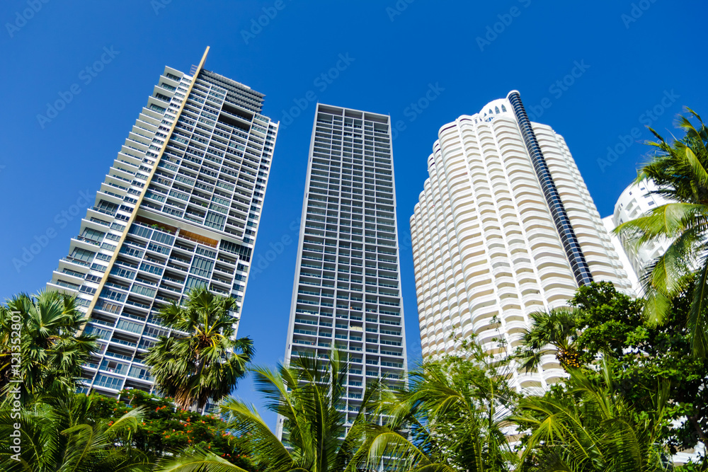 View of skyscappers at Wong Amat Beach Pattaya