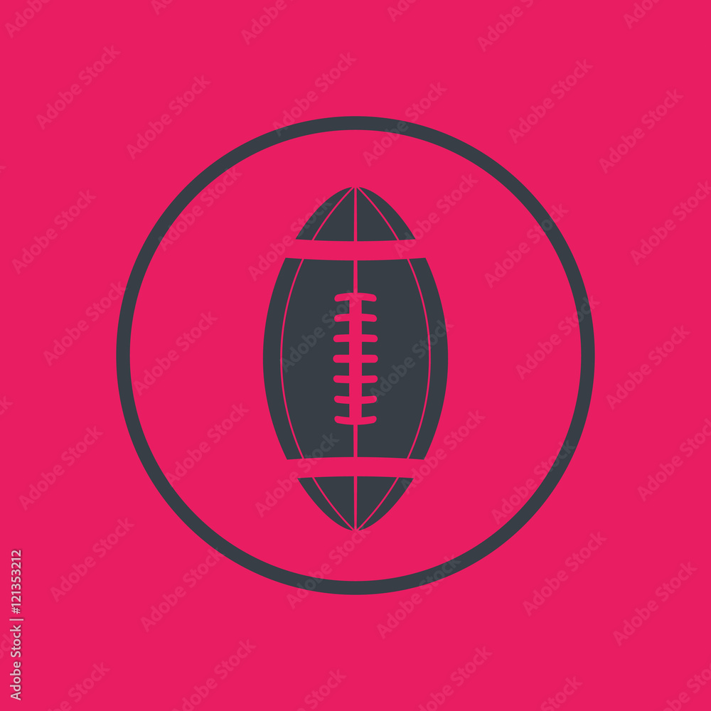 american football, gridiron icon in circle, sign with oval-shaped football