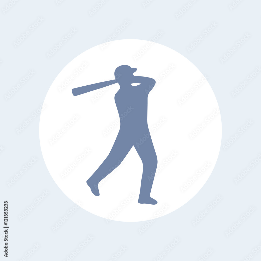 Fototapeta premium Baseball icon, batter, baseball player at bat