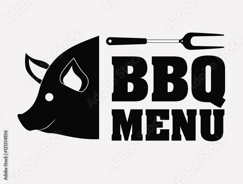 Pork pig bbq and grill menu icon. Steak house food and restaurant theme. Isolated design. Vector illustration