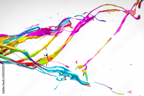 Bunte Farbe spritzt durchs Bild