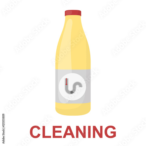 Chemical means for pipe cleaning icon cartoon. Single silhouette plumbing icon.