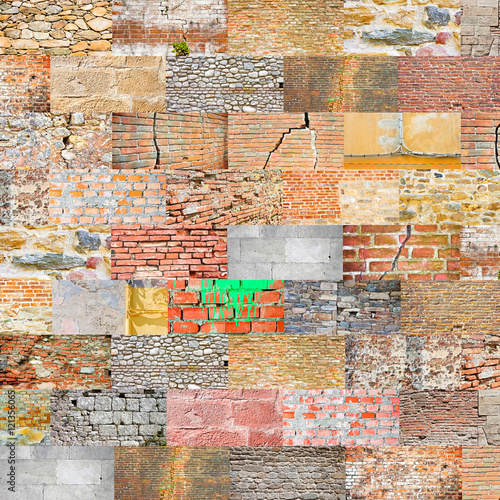 Фотография Italian stone and brick wall miscellany background