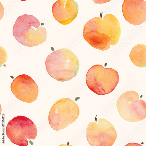 watercolor simple red and yellow shades apple seamless pattern