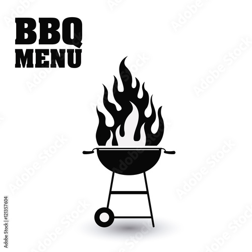 bbq grill menu and flame icon. Steak house food and restaurant theme. Isolated design. Vector illustration