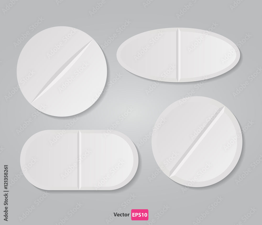 Set of four vector icons of pills Set of four vector icons of pills