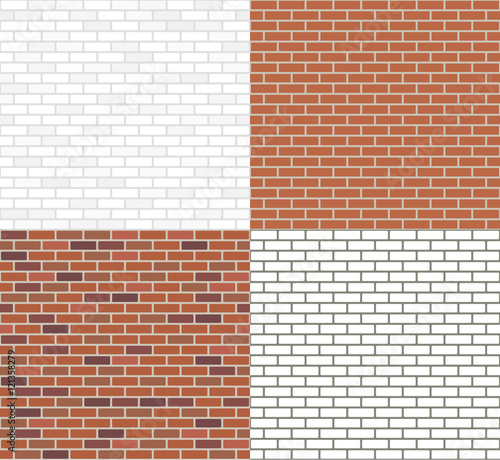Set of four  brick walls seamless vector texture