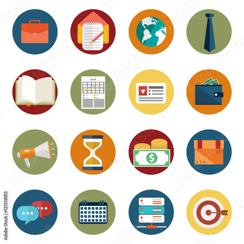 Web design objects, delivery, business, office and marketing items icons.