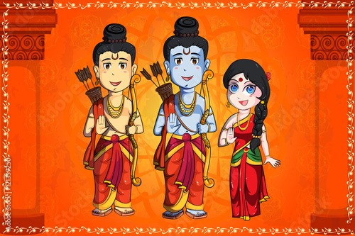 Lord Rama, Laxmana, Sita for Happy Dussehra background