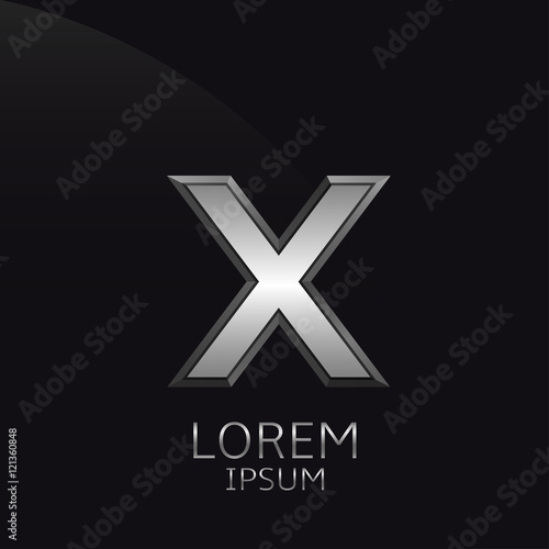 Silver X Letter emblem