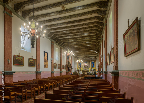 Interior of the church at Mission San Buenaventura in Ventura, California