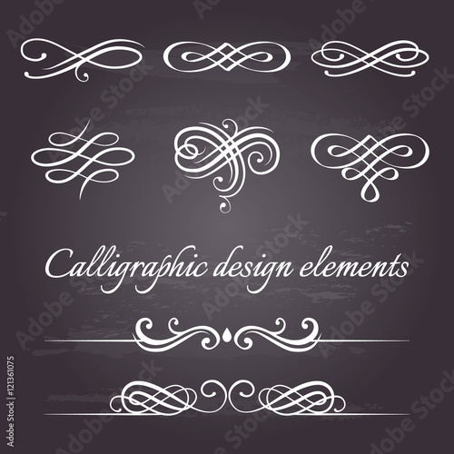 Vector set of calligraphic and page decoration design elements.