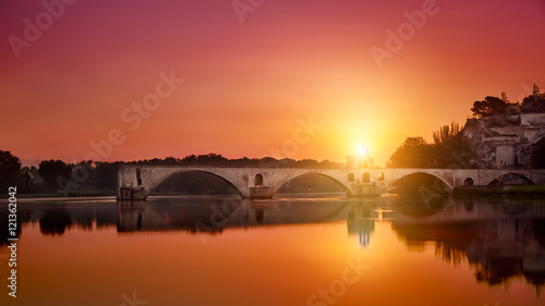 Colorful sunrise on the Pont d'Avignon