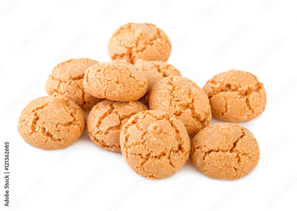 Amaretti cookies isolated on white. Amaretti traditional italian biscuits. Amaretti cookies isolated on white. Amaretti traditional italian biscuits.