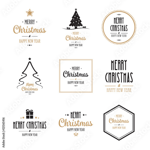 merry christmas type gold black