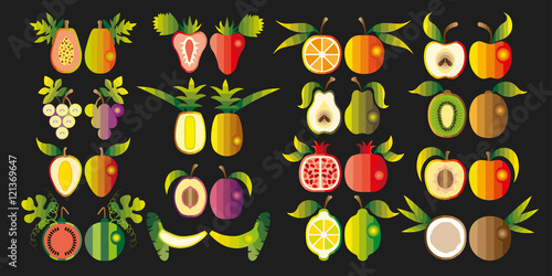 Illustration of a set fruit.