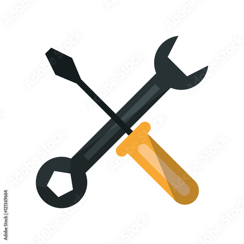 Wrench and screwdriver icon. Under construction and industry theme. Isolated design. Vector illustration