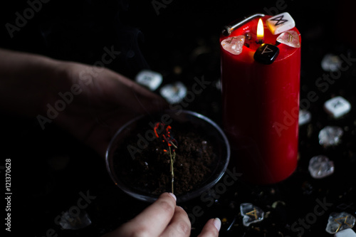 witch burning magic herbs