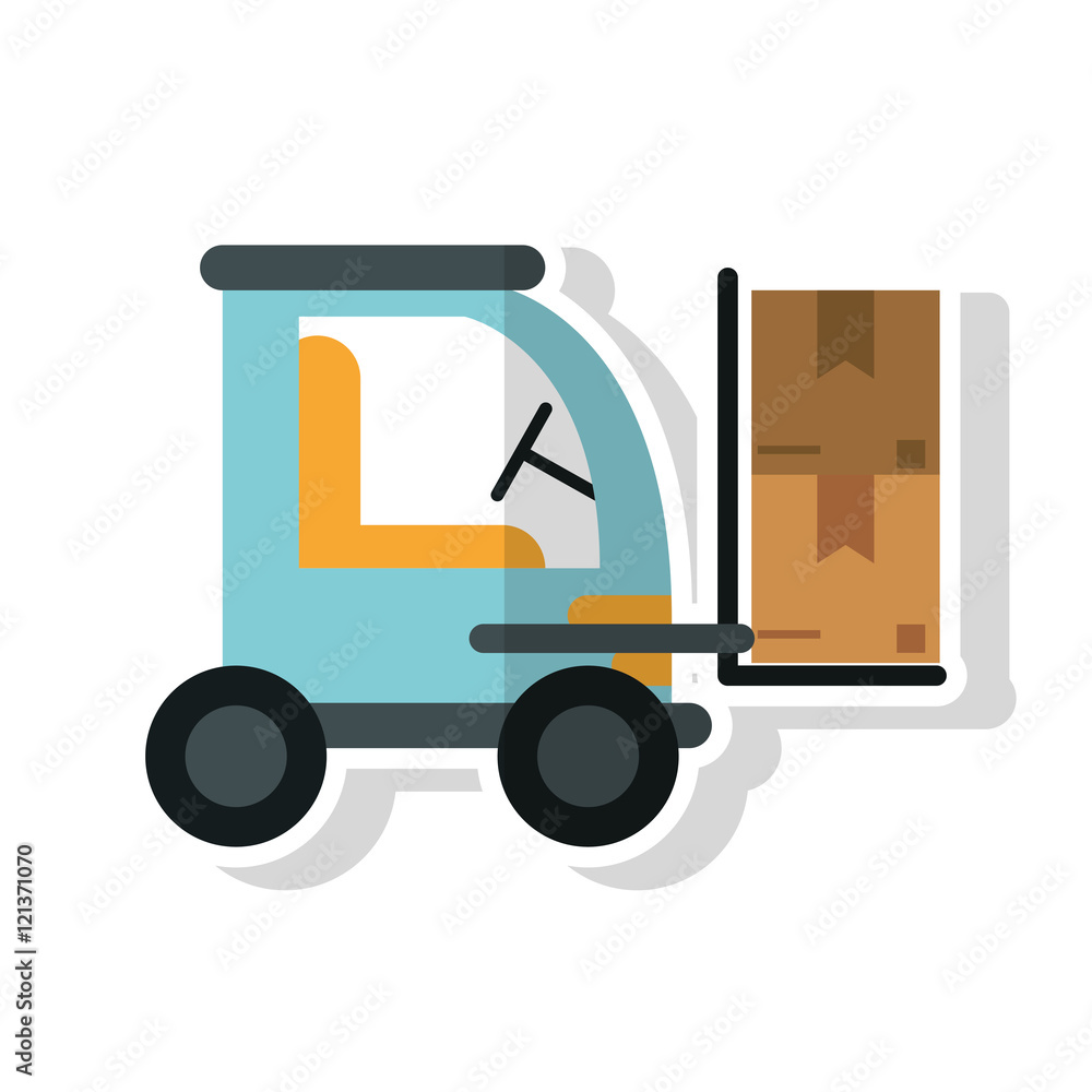 Packages and forklift icon. Delivery shipping and industry theme. Isolated design. Vector illustration Packages and forklift icon. Delivery shipping and industry theme. Isolated design. Vector illustration