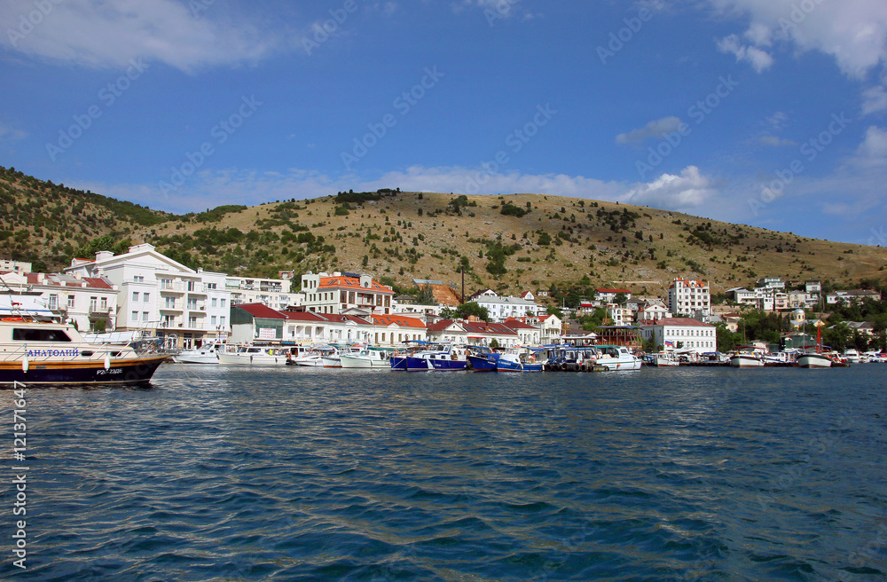 best view from sea on embankment of Balaklava Bay in Crimea