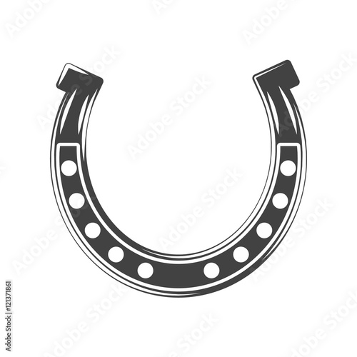 Horseshoe. Lucky symbol. Black icon, logo element, vector illustration isolated on white background