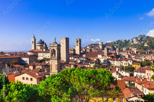 Towers of Bergamo - beautiful medieval town in north of Italy
