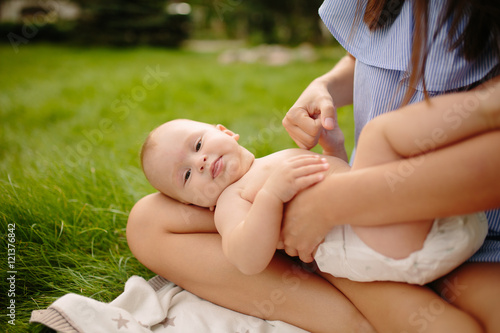 Young mother with newborn baby