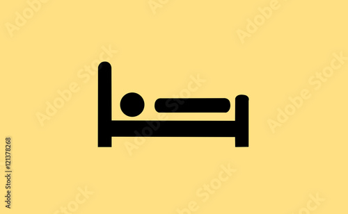 Vector man in bed sleeping symbol on flat background