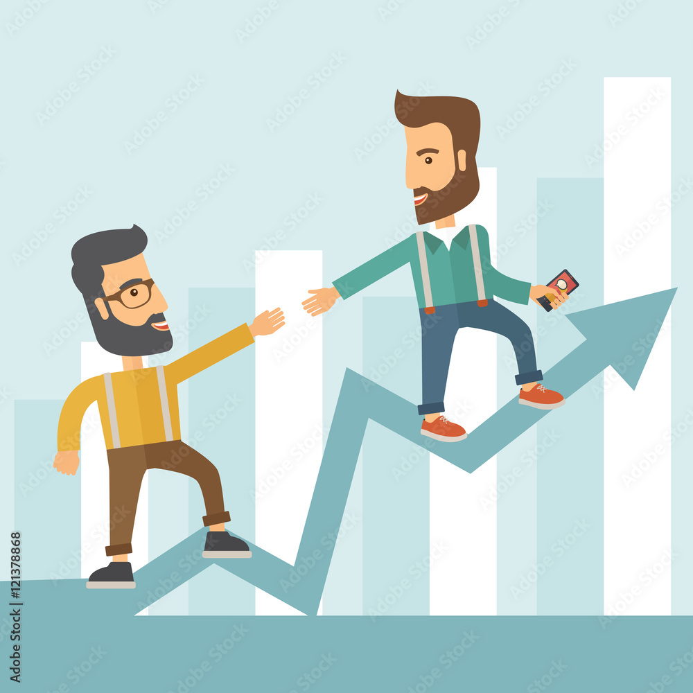 Business man and positive graph Business man and positive graph